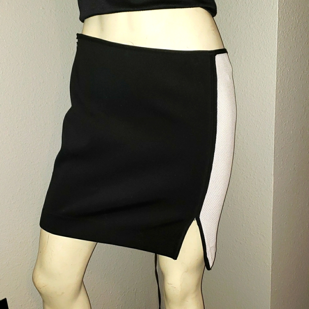 Black and white mini skirt